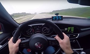 Alfa Romeo Giulia Q 183 MPH Autobahn Test on a Foggy, Rainy Day Is Ridiculous