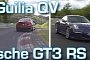 Alfa Romeo Giulia Q and Porsche 911 GT3 RS Become the Prey of a Nurburgring Wolf
