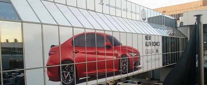 Alfa Romeo Giulia QV Billboard at Frankfurt Airport