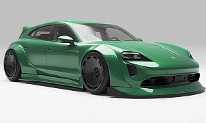 All It Takes for the Taycan To Look More Like a Porsche Is a Wacky Widebody Kit