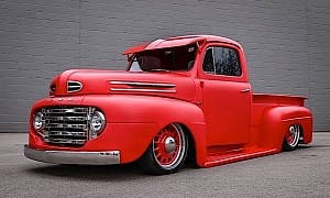 All-Red 1950 Ford F-1 Is a Waste of a Perfectly Good 547 V8