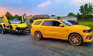 All-Yellow Durango Hellcat Is Probably the Most Obvious Lambo Aventador Hauler