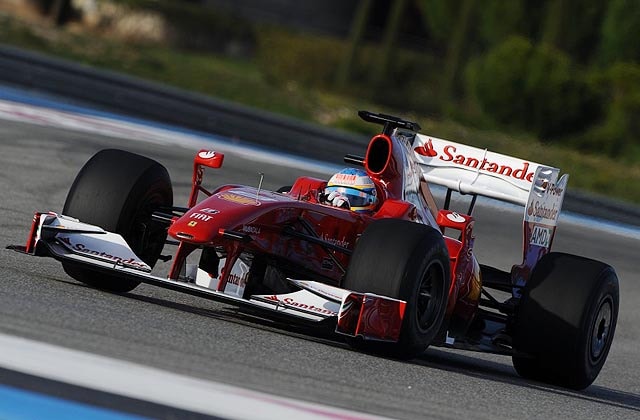 Fernando Alonso drives the F60 with Santander Livery