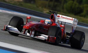 Alonso Drives Santander-Livery Ferrari F60 at Paul Ricard