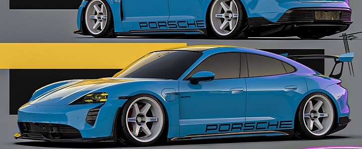 Ken Block Porsche Taycan RS style rendering 