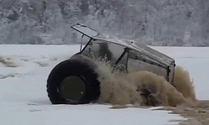 Amazing Homemade All-Terrain Vehicle Treads on Thin Ice