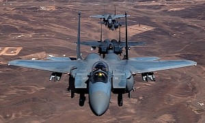 American and Saudi F-15s Fly Single File, Lead Pilot Makes a Spectacle