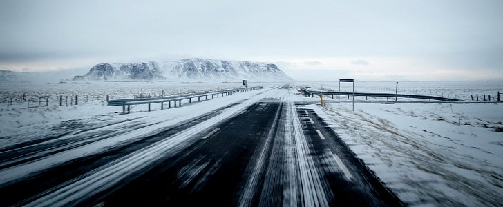 Road with ice and snow