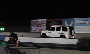 AMG G 63 Goes for a Drag Lesson, Doesn't Surprise Us When Yamaha FZ-09 Smokes It