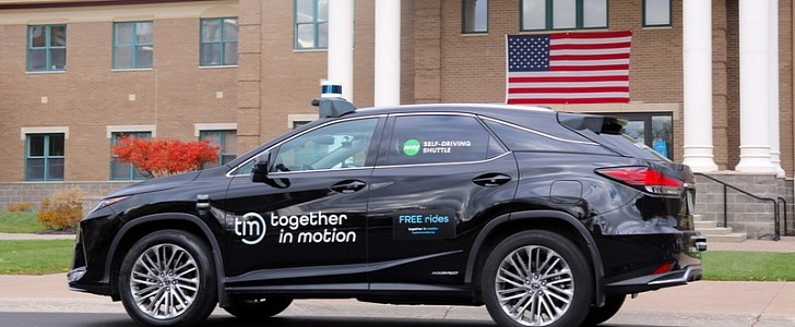 The new autonomous shuttle service in Fishers, Indiana, will operate five hybrid Lexus RX 450h vehicles