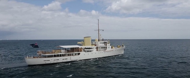 The restored Marala underwent sea trials off the coast of Falmouth