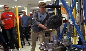 An Inside View in what Bell Helmets Testing Is About with Young Woody Allen Look-Alike