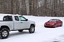 An Unexpected Tug of War: BMW M4 vs Toyota Tacoma in the Snow – Video