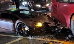 And Then There Were Fewer: Lamborghini Aventador SVJ Hits Bus in London