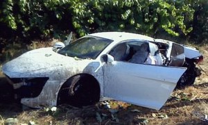 Anderson's Audi R8, a Wreck after Portugal Crash