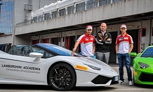Andrea Dovizioso and Casey Stoner Together on the Track with... Lamborghini