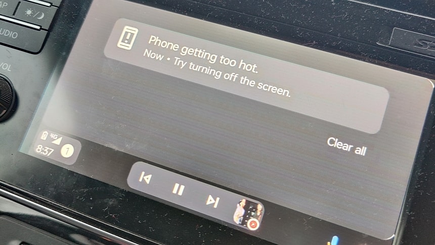 Android Auto overheating alert