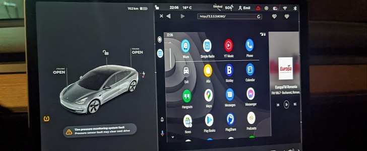 Android Auto on a Tesla screen