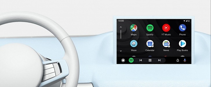 Interfaz de usuario de la pantalla de inicio de Android Auto