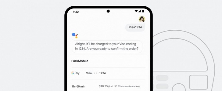 Google Assistant parking payment UI