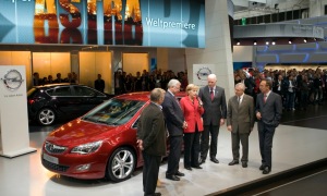 Angela Merkel Visits Opel at Frankfurt