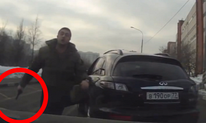 Angry Russian Driver Pulls Gun... but Forgets Something