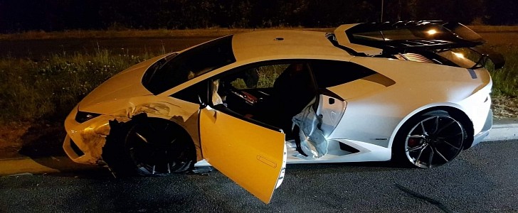 Lamborghini Huracan ruined in a high-speed chase