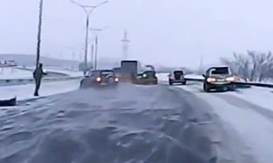 Another Pileup in Russia Overturns Toyota RAV4