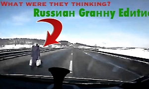 Another Russian Granny Defies Death on the Highway