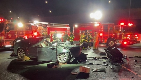 A Tesla Model S hit the rear of a fire truck in another crash against emergency vehicles, but was it on Autopilot?