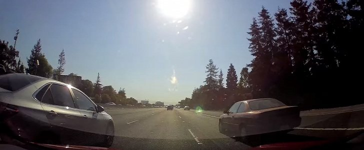 Autopilot side collision near miss
