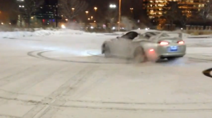 Toyota Supra in Snowed Parking Lot