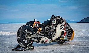 Appaloosa Race Motorcycle Goes Ice-Skating with Hundreds of Studs on the Wheels