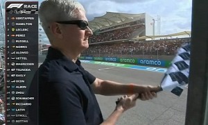 Apple CEO Tim Cook Awkwardly Waves the Checkered Flag at U.S. GP, Immediately Goes Viral