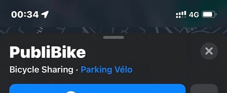 Información de uso compartido de bicicletas de Apple Maps
