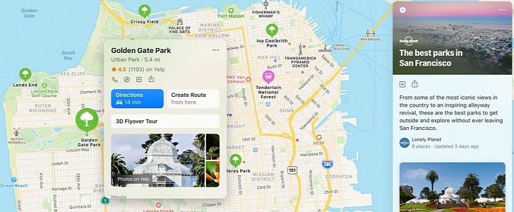 Apple Maps desktop UI