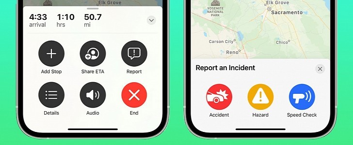 Incident reporting feature in Apple Maps