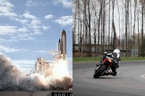 Motorcycle vs. spacecraft