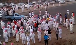 Arab Drifts Pick-Up in The Middle of Huge Crowd