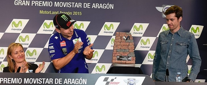 The Aragon Grand Prix trophy designed with Jorge Lorenzo