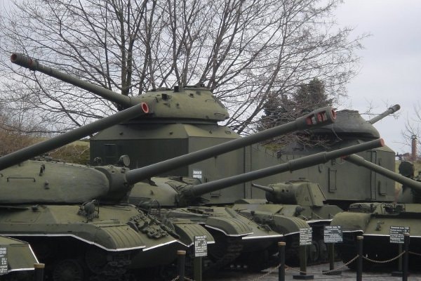 Russian armored train and tanks
