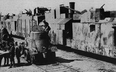 Armored train and support vehicle