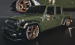Army-Slammed Jeep Gladiator Looks Forged Carbon Armor-Plated for Street Race Wars