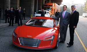 Arnold Schwarzenegger Visits Audi Booth at LA Show