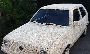 Art Is When You Cover a 1983 Volkswagen Golf In Popcorn