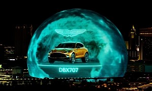 Aston Martin Advertises Potent DBX707 SUV on the Sphere During Las Vegas Grand Prix