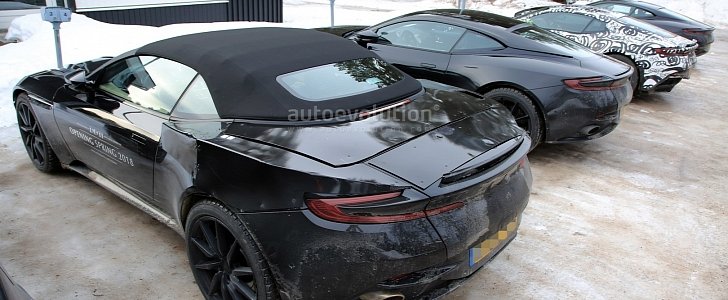 Aston Martin DB11 Volante Spied in Detail Next to Coupe and DB11 S Prototypes