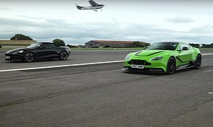Aston Martin GT12 Racer Drag Races Vanquish Volante for the Glory of the V12
