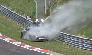 Aston Martin V12 Vantage Test Car Turns Smoke Grenade in Nurburgring Testing