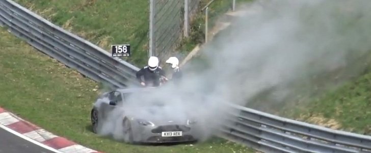Aston Martin V12 Vantage test car breaks down on Nurburgring
